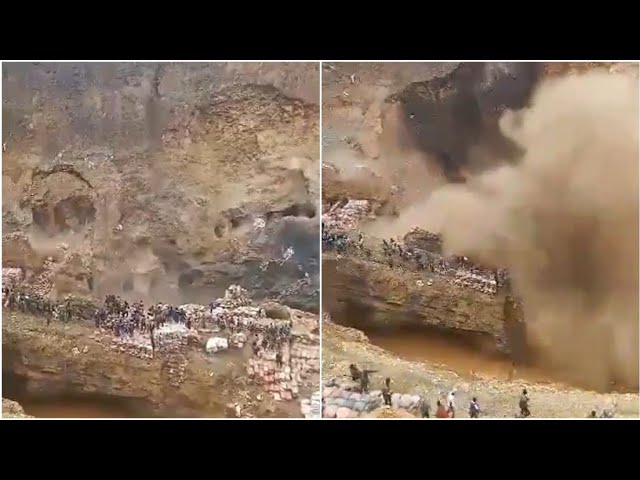 Escalofriante momento de un derrumbe en una mina que sepulta a cientos de obreros
