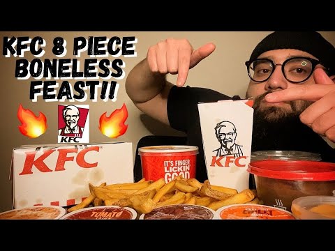 KFC 8 PIECE DIPPING BONELESS FEAST!! MUKBANG!!