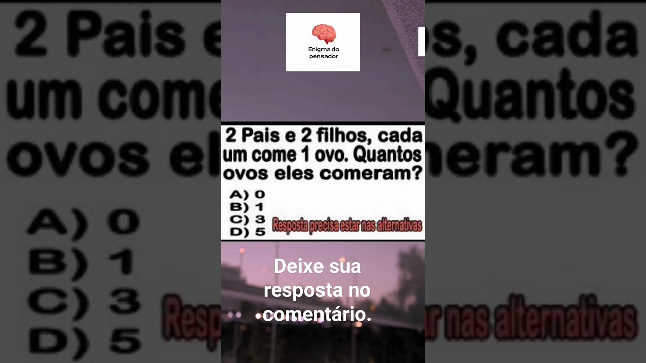 Desafio do Pensador, deixe sua resposta no comentário. #quiz #enigma #perguntaserespostas