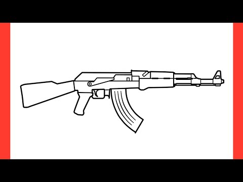 How to draw AK 47 step by step / drawing AK-47 assault rifle gun from cs go easy