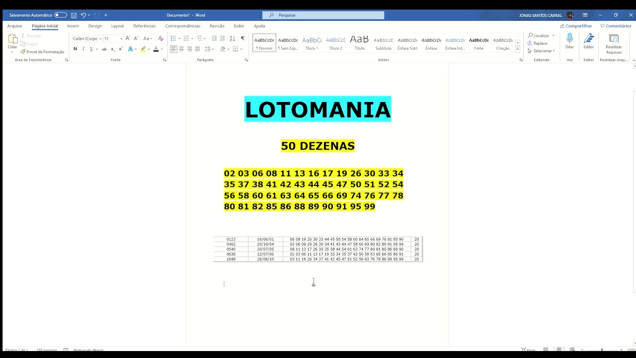 AS 50 DEZENAS QUE JÁ DEU 5 VEZES DE 20 PONTOS