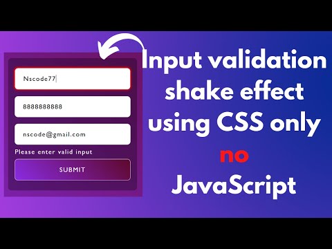 Input Validation Shake Effect Using Css Only No Javascript Validation Nscode