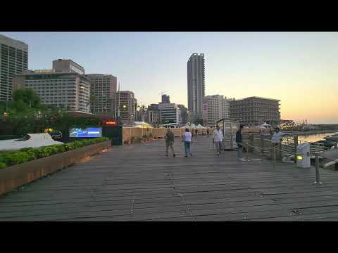 Zaituna Bay, Beirut Marina Sunset walking tour 4k
