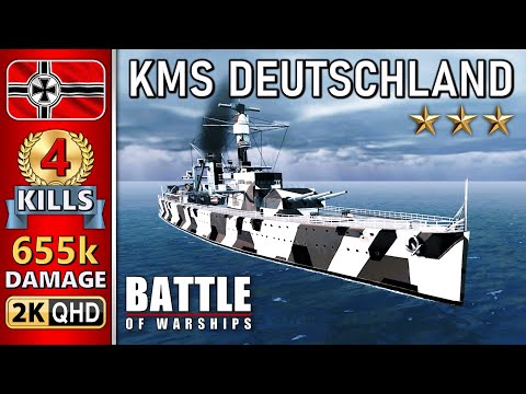 BATTLE OF WARSHIPS ⚓ Deutschland : 4 KILLS - 655k DAMAGE 💥
