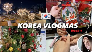 Korea Vlogmas week 1: Christmas Korean-style nails, early gifts, festive decorations at the mall 🎄🎁✨
