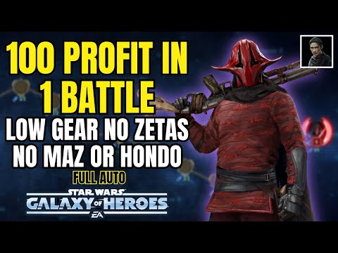 100 Profit in 1 Battle Full Auto! No Maz Kanata or PKHO! Low Gear Pirates & Zero Zetas | SWGOH