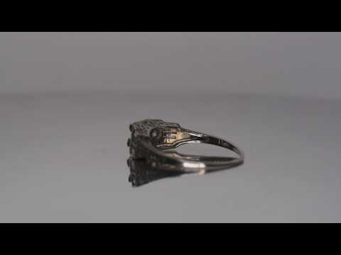 Art Deco 1925 0.25ct Emerald Diamond (GIA Certified) with Milgrain & Hand Carved Design