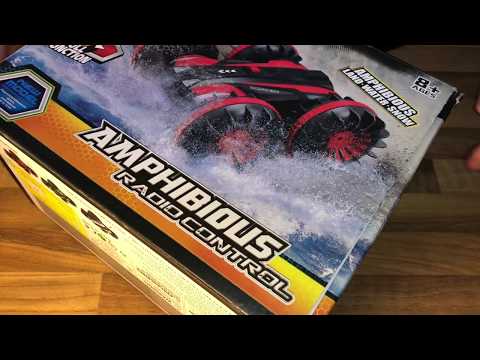 Amphibious RC Remote Controlled Car 2.4GHz Remote Control 4WD Offroad Truck unboxing and instruct...