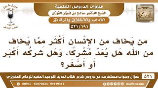 [191 -521] هل من يخاف من الإنسان أكثر مما يخاف من الله يُعد مشركاً؟