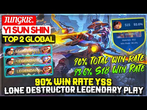 90% Win Rate YSS, Lone Destructor Legendary Play [ Top 2 Global Yi Sun Shin ] JUNGKIE Mobile Legends