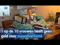 Martine zamelt maandverband en tampons in voor de Voedselbank