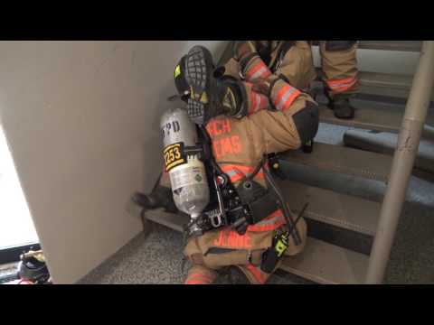 Moving down firefighter up steps part 1