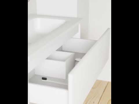 kielle Nefia - Dulap cu lavoar, 80x55x46 cm, 2 sertare, alb lucios 50027S820