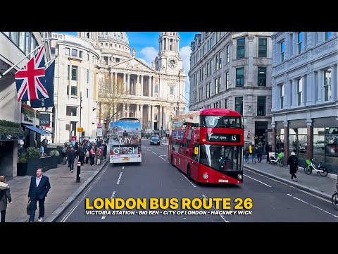 London Bus Ride in 4K - Bus Route 26 - Victoria to Hackney Wick | Landmarks & Cityscape Views 🚌