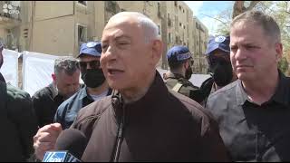 Prime Minister Benjamin Netanyahu at the Site of the Missile Hit in Arad