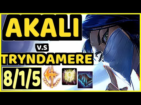 SCARFACE (AKALI) vs TRYNDAMERE - 8/1/5 KDA TOP GAMEPLAY - EUW Ranked GRANDMASTER