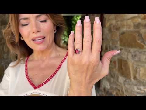 Octagonal Enhanced Ruby and Champagne Diamond Ring