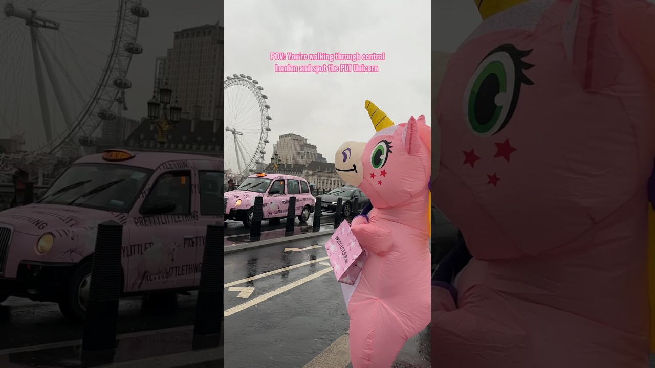SPOTTED 👀 The PLT Unicorn takes LONDON🦄💗 #plt #pltpinkfriday