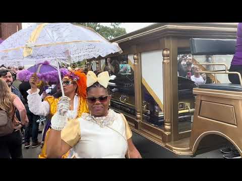 Second-line departs from Russell Batiste's funeral service