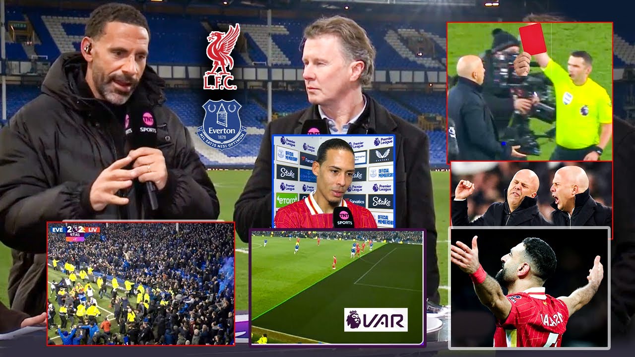 Everton vs Liverpool 2-2 Rio Ferdinand reacts to Arne Slot RED Card 🔥 Late Drama & All Reactions