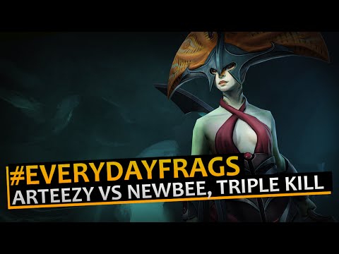 Arteezy (Naga Siren) vs Newbee, TRIPLE KILL! #TI4