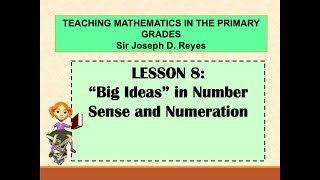 BIG IDEAS IN NUMBER SENSE AND NUMERATION | TEACHING MATH IN PRIMARY GRADES