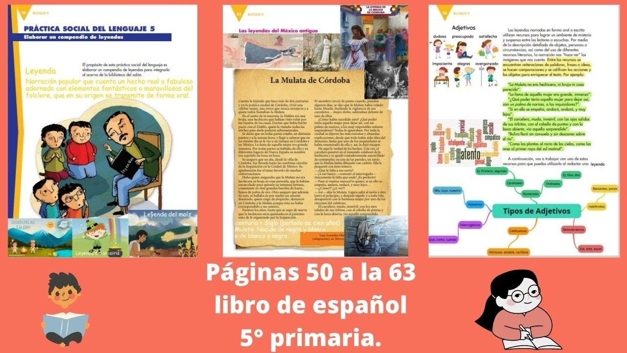 Páginas 50 a la 63 libro de Español 5° primaria