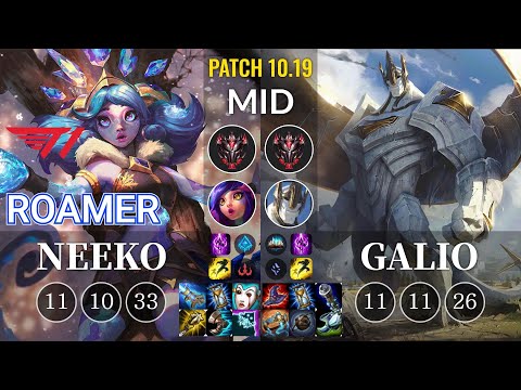 T1 Roamer Neeko vs Galio Mid - KR Patch 10.19