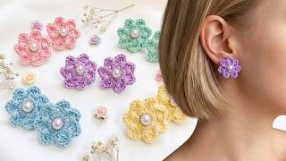 "Crochet FLOWER Earrings" For Absolute Beginners | Step by Step Tutorial DIY