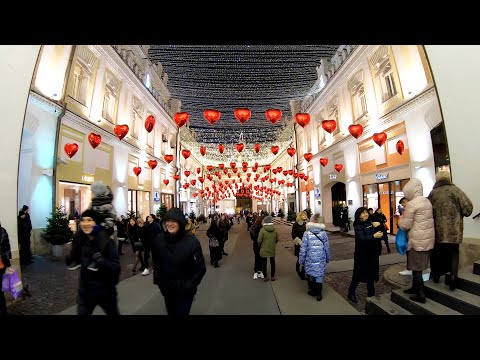 ⁴ᴷ⁵⁰ Walking Moscow: Moscow Center - Nikolskaya St. to Tretyakovsky Proyezd - Valentine's Day 💕