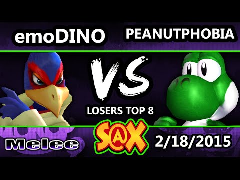 S@X - emoDinosaur (Falco) Vs. Peanutphobia (Yoshi) SSBM Losers Top 8 - Melee