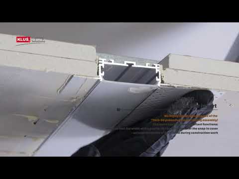 Відео огляд Алюмінієвий профіль KOZUS-50 для LED стрічок під шпаклівку, з розсіювачем KLUS, 3м. (Ціна за 1 штуку)