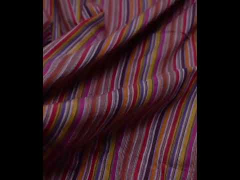 Stripe Multicolour Pure Cotton 94 GSM Handwoven Fabric 134 — video