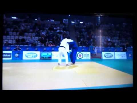 Archy Wolfman (Kisishvili) ISR Zhangabay KAZ 90- European Open Judo Prague Czech 2/3/14 ארצ'י וולפמן