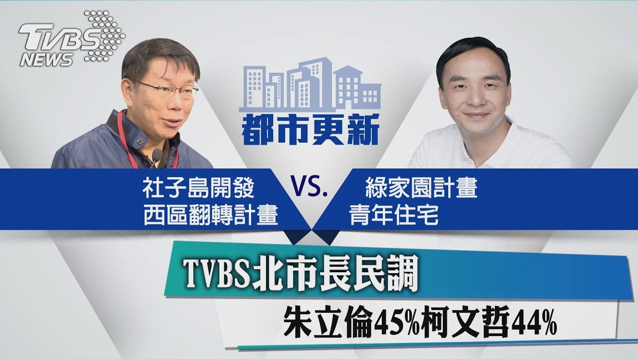 TVBS北市長民調　朱立倫45%、柯文哲44%