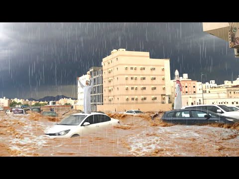 End time flood in Medina! Severe floods hit Medina, Saudi Arabia