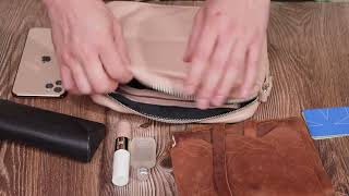 Красива сумка жіноча крос-боді з натуральної шкіри Grande Pelle 11694 пудровий