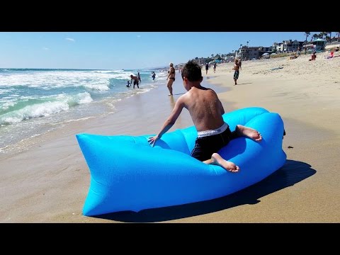Part of a video titled "Lazy Bag", Portable Inflatable Lounger REVIEW + How To Inflate!