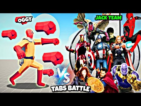 SAITAMA OGGY vs AVENGERS ALL SUPERHERO IRONMAN, SPIDERMAN, VENOM ARMY JACK! (TABS GAMEPLAY)