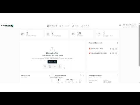 Cygnature Dashboard Overview