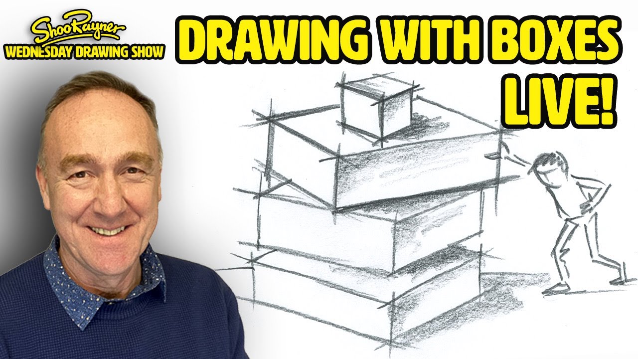 Learn to draw boxes - the basic building block of drawing Wednesday Drawing Show Live