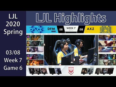 DFM (Yutapon Varus) VS AXZ (Hoglet Lee Sin) Highlights LJL 2020 Spring W7G6