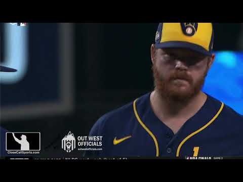 Ejection P2 - Umpire Quinn Wolcott Ejects Milwaukee's Brandon Woodruff During a Pitching Change