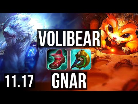VOLIBEAR vs GNAR (TOP) | 4/0/1, 1000+ games, 1.1M mastery | KR Master | v11.17