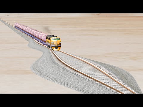 Impossible wide Rail Tracks vs Trains crossing - Beamng Drive