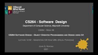 CS264 W06 L12 02 Generating C# from UML (Visual Paradigm)