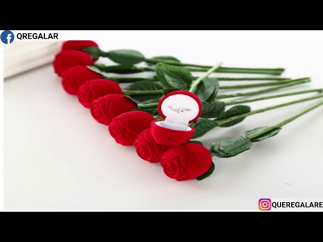 Vídeo relacionado con Yosoo Caja de Anillos de Rosa con Tallo Largo, Estuche para Joyas, Embalaje para Anillos de Boda San Valentín Compromiso