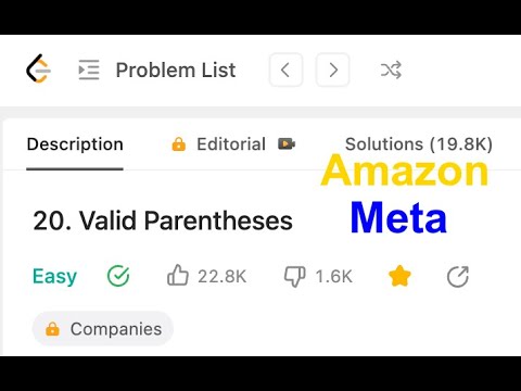 Valid Parentheses 20 Leetcode Solution Python Explanation Leetcode Coding Interview Fang