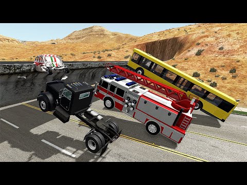 Trucks VS Short Bridge #2 BİG TRUCK Clash - BeamNG Drive