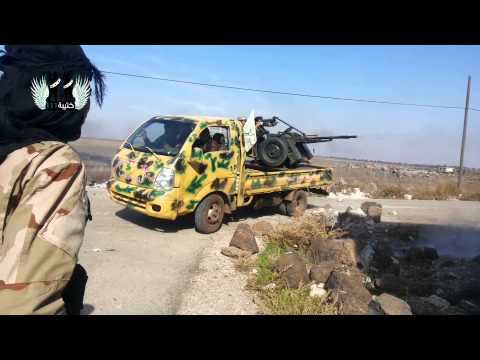 استهداف مقرات النظام برشاش 14.5 من قبل كتيبة 111 التابعة لفرقة الحمزة على جبهة بلدة الدلي في محافظة درعا